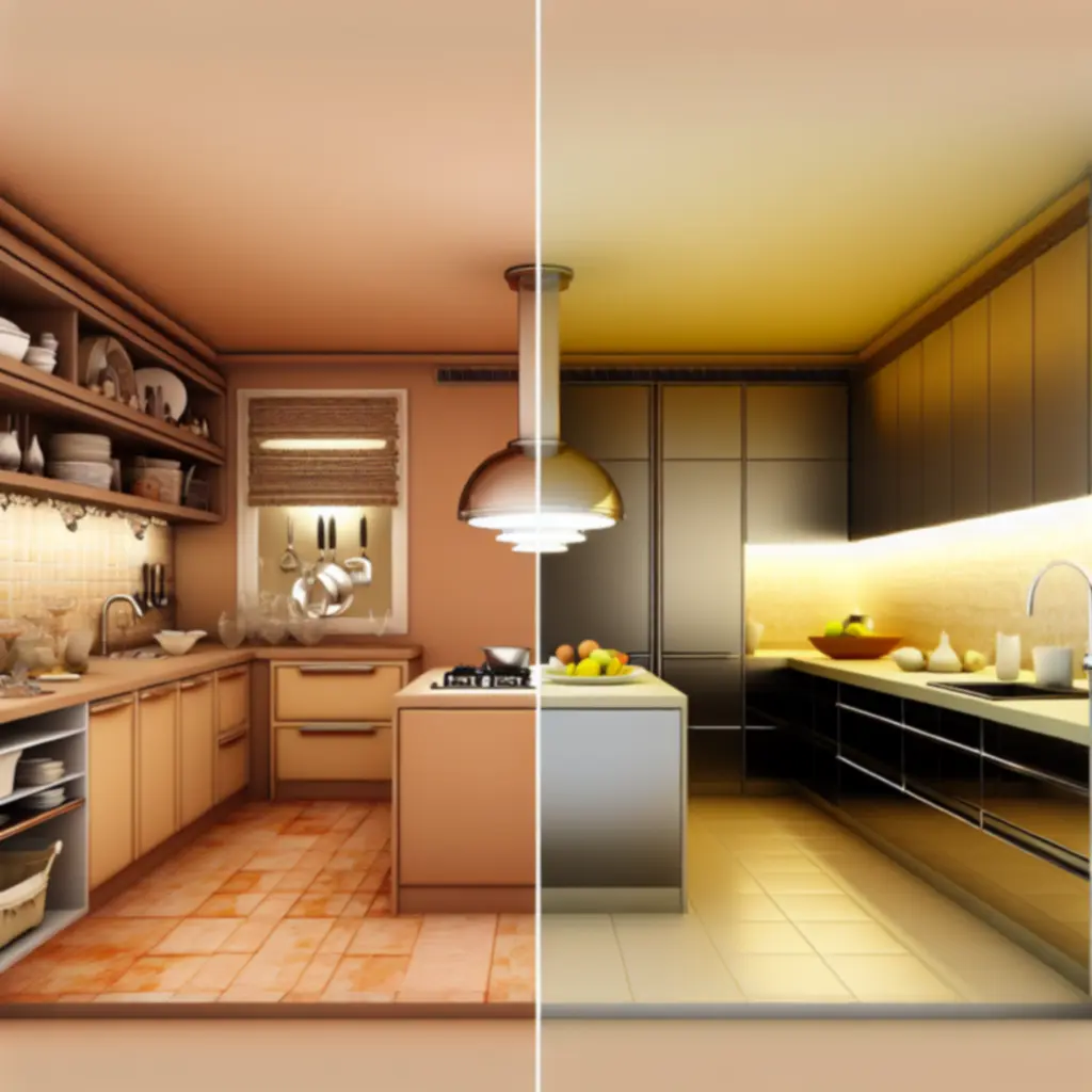 Przed i po realizacji kuchni wykonanej przez KitchenHomeCo